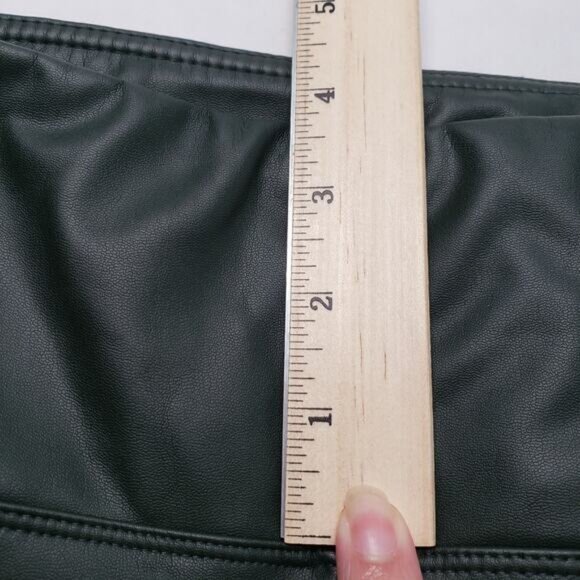 A New Day Faux Leather Leggings Womens XL Green Fleece Lined Matte High Waisted - Picture 8 of 16